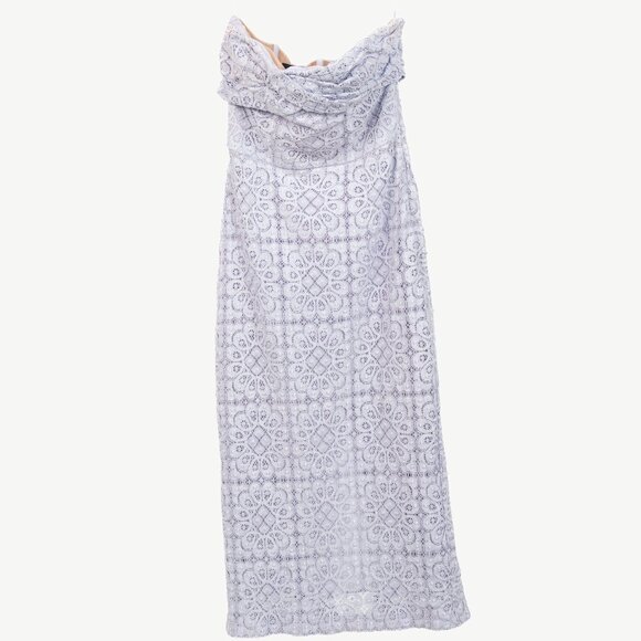 Burberry Prorsum SS/14 Pale Lavender Cotton Lace Bustier Strapless Dress - Picture 2 of 13